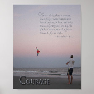 Courage Kite Flyer op strand Poster