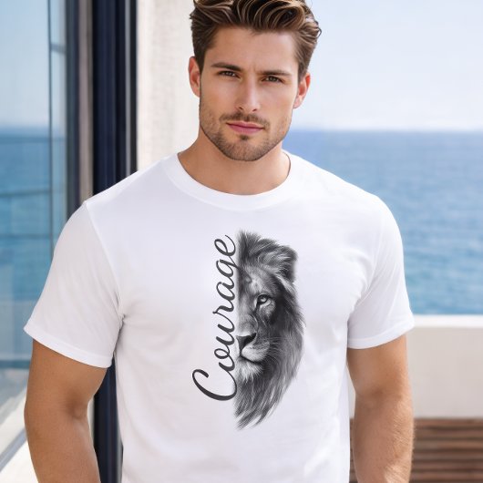 Courage Lion Artistic Minimal Tee - T-shirt
