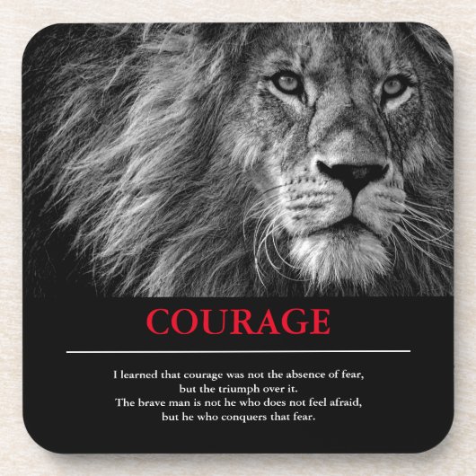 Courage Lion Motivatie Inspirerend Bier Onderzetter (Voorkant)