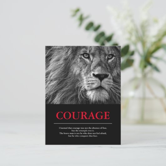Courage Lion Motivatie Inspirerend Briefkaart (Staand voorkant)