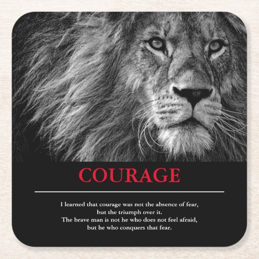 Courage Lion Motivatie Inspirerend Kartonnen Onderzetters (Voorkant)