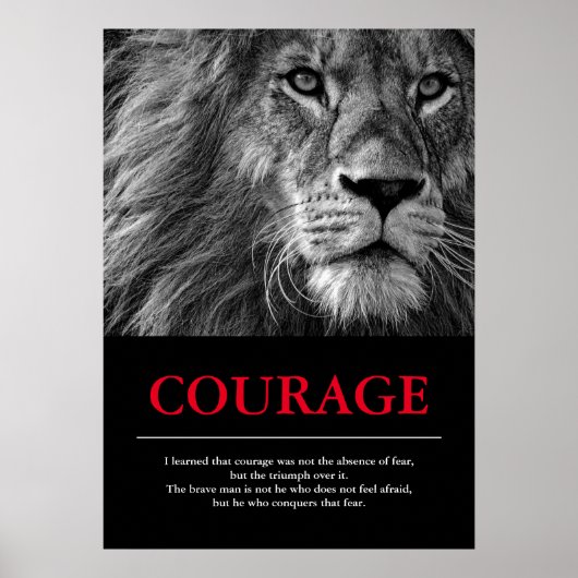 Courage Lion Motivatie Inspirerend Poster (Voorkant)