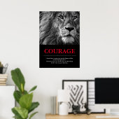 Courage Lion Motivatie Inspirerend Poster (Thuiskantoor)