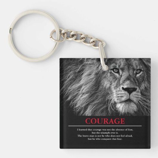 Courage Lion Motivatie Inspirerend Sleutelhanger (voorkant)