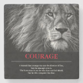 Courage Lion Motivatie Inspirerend Stenen Onderzetter (Voorkant)
