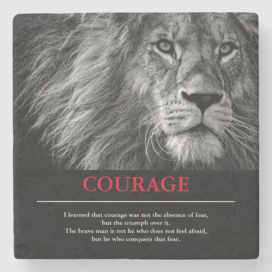 Courage Lion Motivatie Inspirerend Stenen Onderzetter (Voorkant)