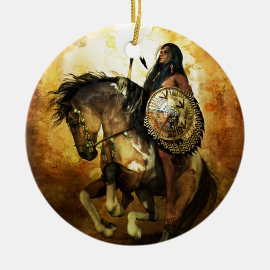 Courage Native American Warrior Keramisch Ornament (Voorkant)