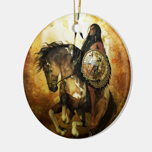 Courage Native American Warrior Keramisch Ornament (Links)