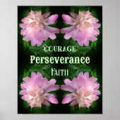 Courage Peony Flower Abstract Inspirerend Poster (Voorkant)