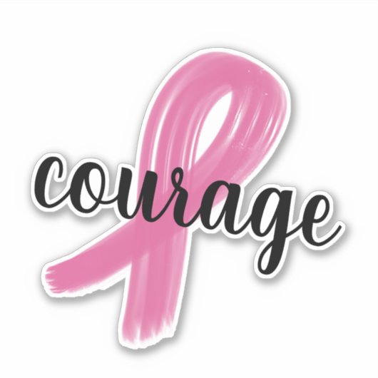 Courage Pink Ribbon borstkanker Sticker (Voorkant)