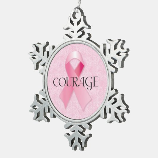 Courage Pink Ribbon Snowflake Ornament (Rechts)