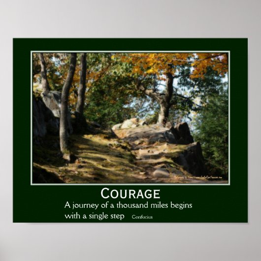 Courage Quote Woodland Path Inspirerend Poster (Voorkant)
