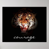 Courage Roaring Tiger in Shadow Poster Print (Voorkant)