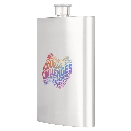 Courage verovert uitdagingen. flacon (Links)