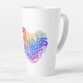 Courage verovert uitdagingen. latte mok (Rechterhoek)