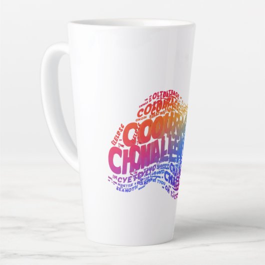 Courage verovert uitdagingen. latte mok (Linkerhoek)