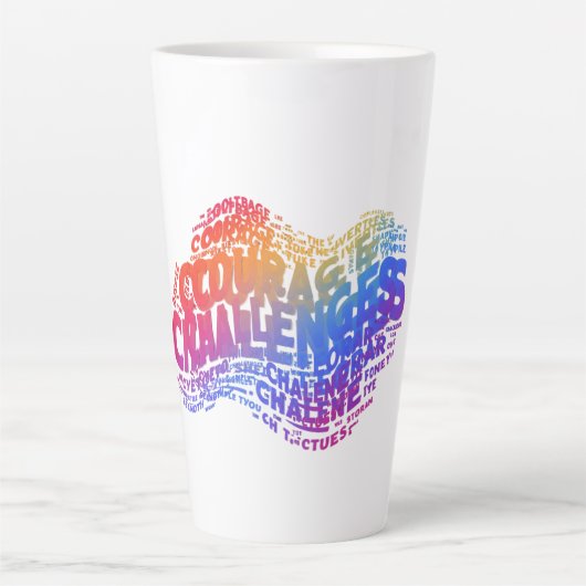 Courage verovert uitdagingen. latte mok (Voorkant)