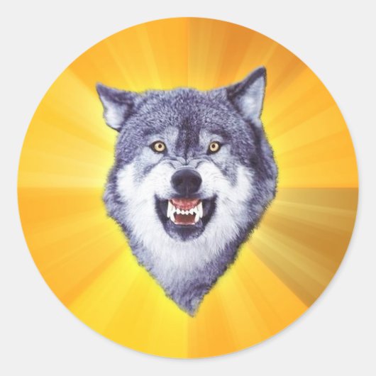Courage Wolf Advice Animal Internet Meme Ronde Sticker (Voorkant)
