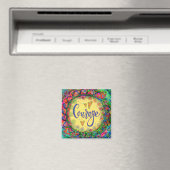 Courage Yellow Whimsical Hearts Kleurrijke Trendy Magneet (Insitu (Vaatwasser))