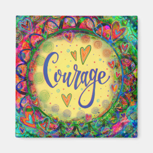 Courage Yellow Whimsical Hearts Kleurrijke Trendy Magneet