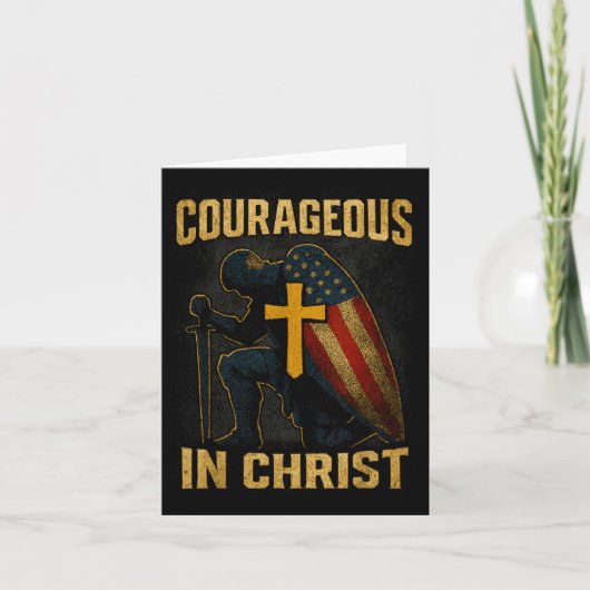 Courageous In Christ Knight Cross Patriotic Usa Fl Kaart (Voorkant)