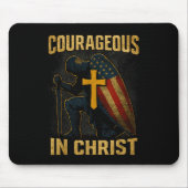 Courageous In Christ Knight Cross Patriotic Usa Fl Muismat (Voorkant)