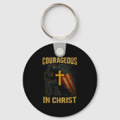 Courageous In Christ Knight Cross Patriotic Usa Fl Sleutelhanger (Voorkant)