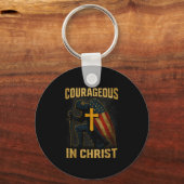 Courageous In Christ Knight Cross Patriotic Usa Fl Sleutelhanger (Voorkant)