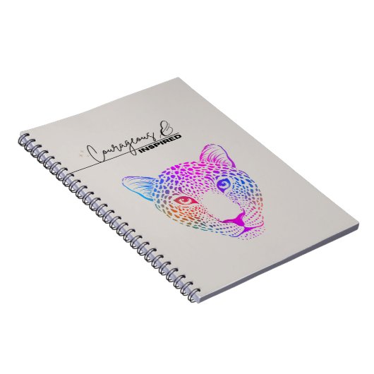 Courageous & Inspired Cosmic Leopard Notebook Notitieboek (Rechterzijde)