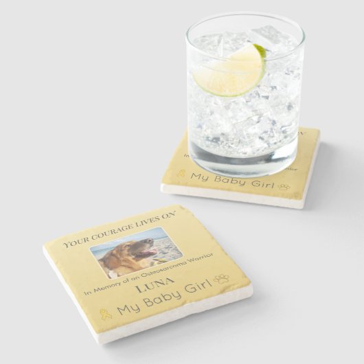 Courageous Osteosarcoma Pet Tribute Stenen Onderzetter (Zijkant)