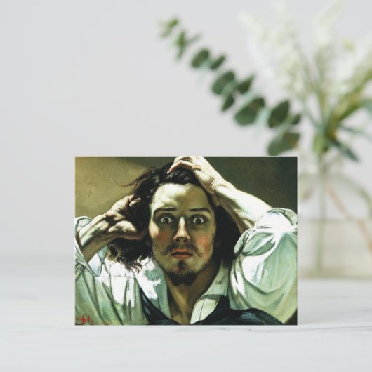 Courbet het Desperate Briefkaart van het Man (Staand voorkant)
