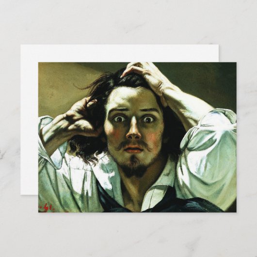 Courbet het Desperate Briefkaart van het Man (Voorkant / Achterkant)