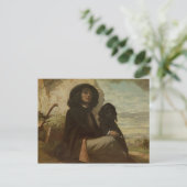 Courbet met zijn zwarte hond, 1842 briefkaart (Staand voorkant)