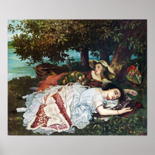 Courbet Young Dames op de Banken van de Seine Poster (Voorkant)