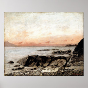 Courbet - Zonsondergang Vevey Zwitserland Poster