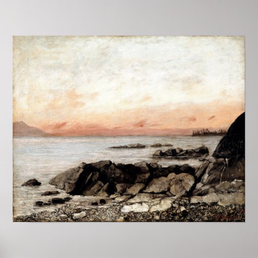 Courbet - Zonsondergang Vevey Zwitserland Poster (Voorkant)