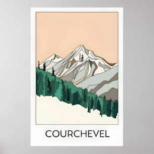 Courchevel Alpen Skigebied Vintage Kunstposter Poster