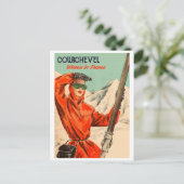 Courchevel chic meisje briefkaart (Staand voorkant)