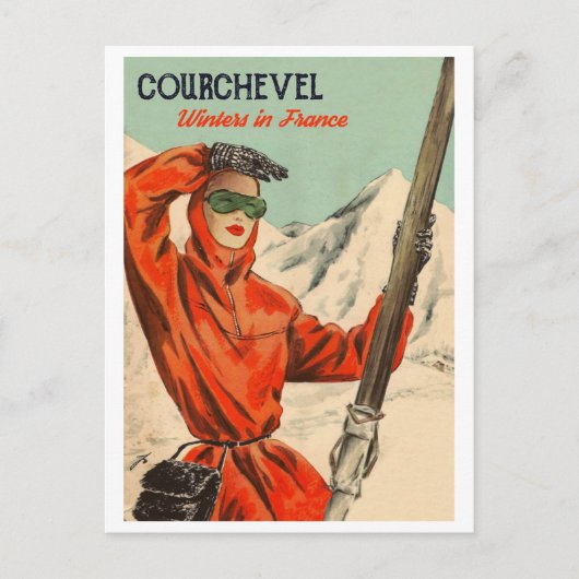 Courchevel chic meisje briefkaart (Voorkant)