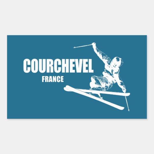 Courchevel France Skier Rechthoekige Sticker (Voorkant)