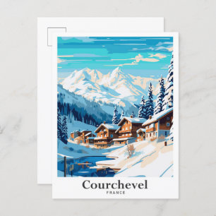 Courchevel Frankrijk Kunst Vintage Reizen Illustra Briefkaart