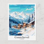 Courchevel Frankrijk Kunst Vintage Reizen Illustra Briefkaart (Voorkant)