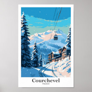 Courchevel Frankrijk Reizen Kunst Vintage Illustra Poster