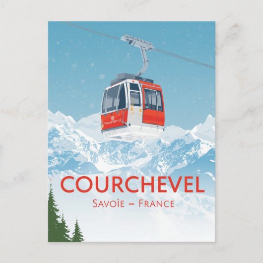 Courchevel Frankrijk Ski Gondola Mountain Briefkaart (Voorkant)