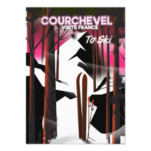 Courchevel, Frankrijk ski reisposter Foto Afdruk