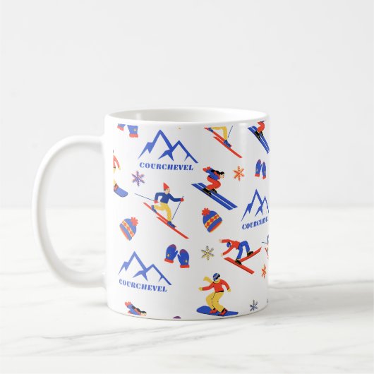 Courchevel Frankrijk Ski Snowboard patroon Koffiemok (Links)