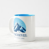 Courchevel Frankrijk skigebied souvenir Tweekleurige Koffiemok (Voorkant links)