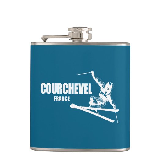 Courchevel Frankrijk Skiloper Heupfles (Voorkant)
