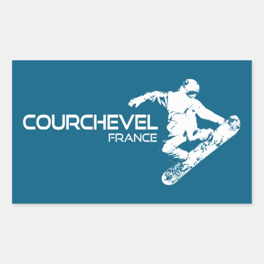 Courchevel Frankrijk Snowboarder Rechthoekige Sticker (Voorkant)