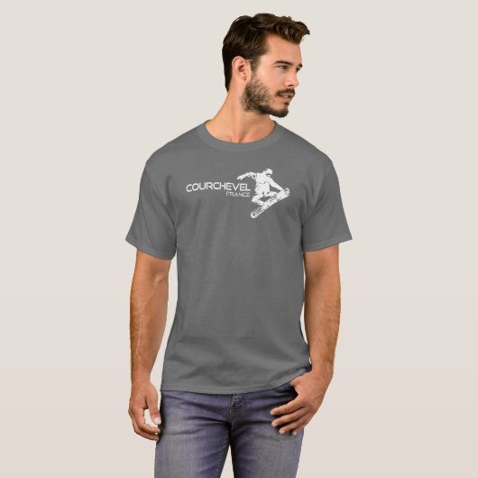 Courchevel Frankrijk Snowboarder T-shirt (Voorkant volledig)